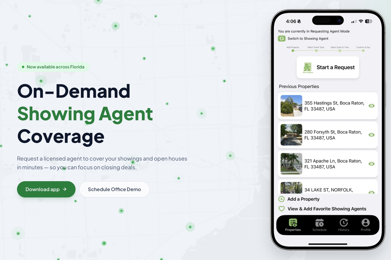 ShowingNow custom software — on-demand showing agent coverage for real estate